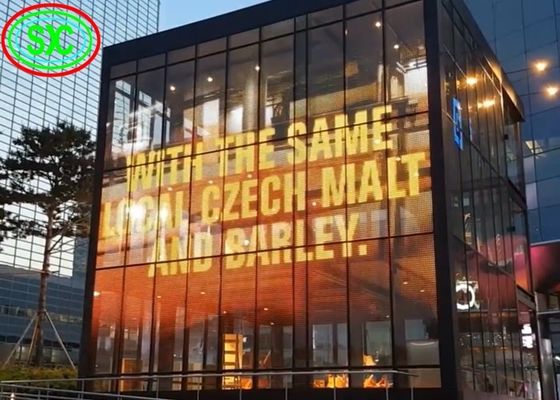 P3.91 Transparente Vollfarb-LED-Anzeige 1500 cd/m² für Glasvorhangfassaden
