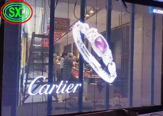 Vermietung Ultra HD Energieeinsparende Hängende Transparente LED Bildschirm Eisen Schrank IP65 P10