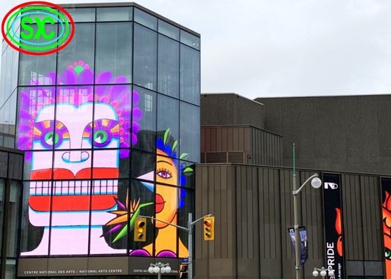 P3.91 Transparente Vollfarb-LED-Anzeige 1500 cd/m² für Glasvorhangfassaden