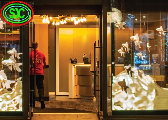 Indoor Commercial Glass Mesh Transparent LED-Bildschirm P3.91-7.82 Vollfarbe