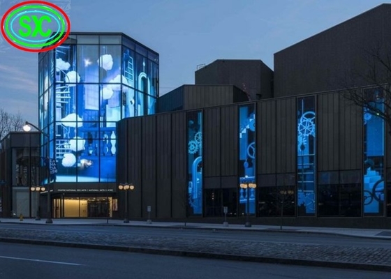Einkaufszentrum Mode Vollfarbe P3.91-7.82 Transparentes LED-Bildschirm Glasvorhang