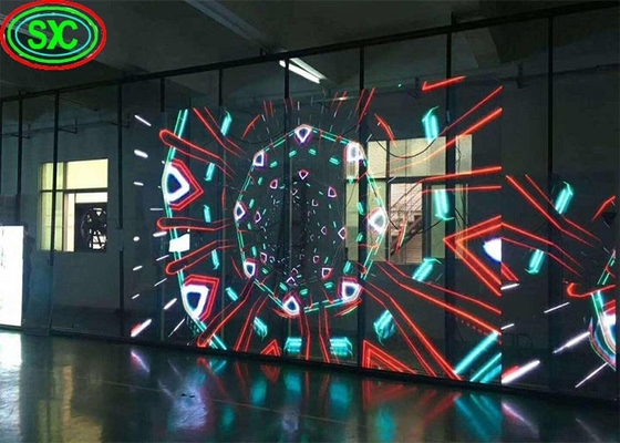 Innenraum P3.9-7.8 Vollfarbiger transparenter Led-Display-Bildschirm Smd geschwungenes Glas für Schaufenster