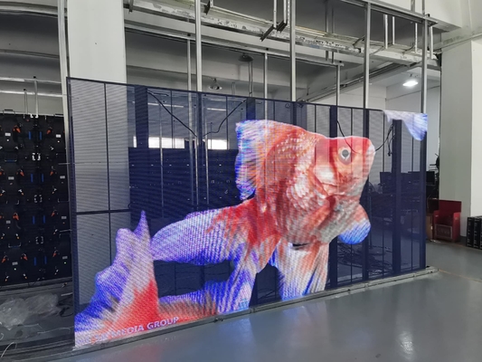 Durchsichtige Led-Videowand P3.91 Indoor Led Mesh Vorhangschildschirm