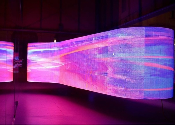Soft Film Gruppe Werbung Flexible LED Vollfarbbildschirm 4mm Pixel gekrümmter Stahlschrank