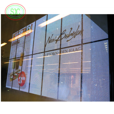 Fortgeschrittene Fahrweise Transparenter LED-Bildschirm mit IP43 Wasserdichtigkeit und langlebigem Aluminium-Gehäusematerial