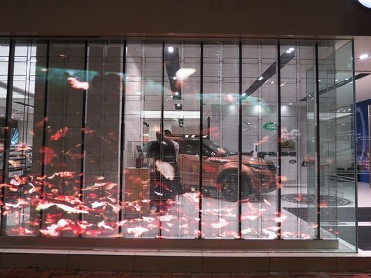 Plastikmaterial Ultra-dünne LED-Full-Colour-Bildschirm Transparente Videowand Ausgestattet mit SMD2121 LED-Lampe
