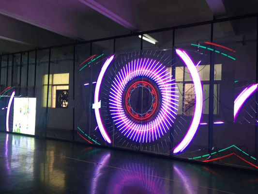 Plastikmaterial Ultra-dünne LED-Full-Colour-Bildschirm Transparente Videowand Ausgestattet mit SMD2121 LED-Lampe