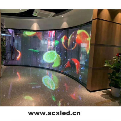 Transparentes Plakat-Gardinenbildschirm LED-Zylinder 62500 Punkte/Quadratmeter SMD2121