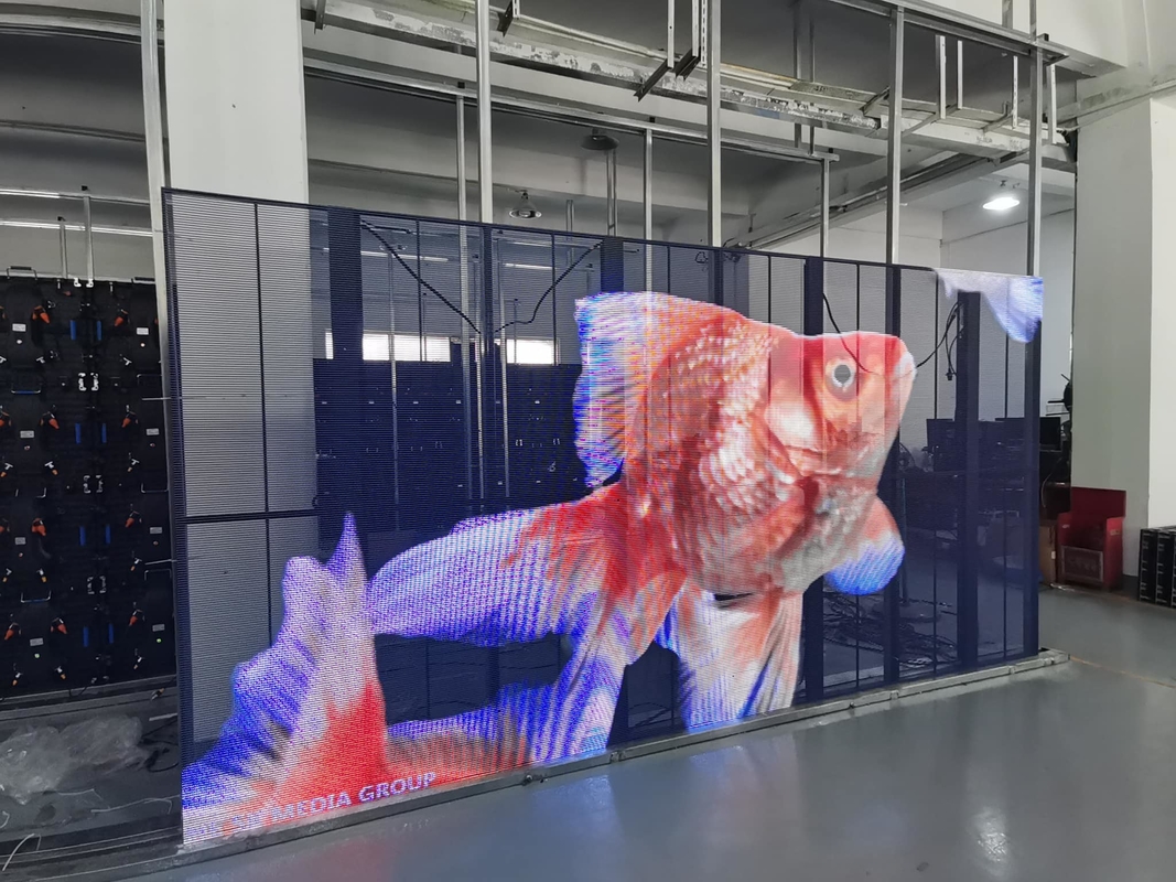 Durchsichtige Led-Videowand P3.91 Indoor Led Mesh Vorhangschildschirm
