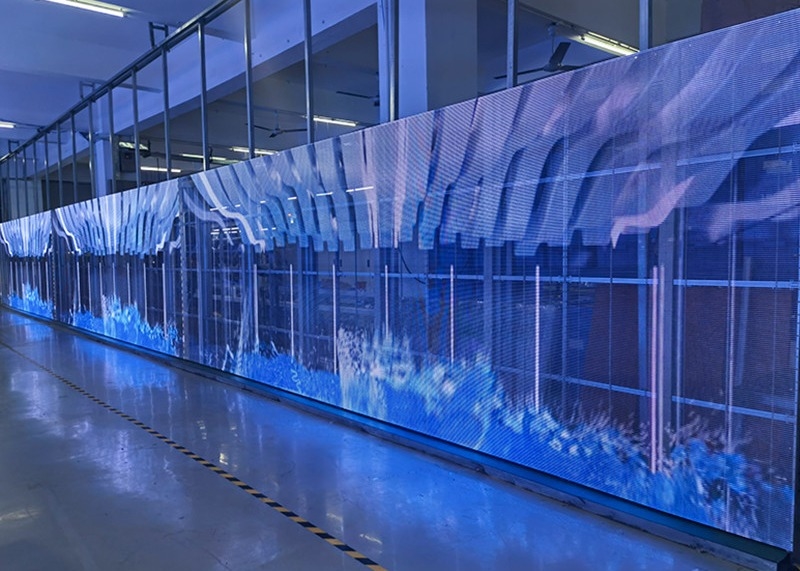 IP43 wasserdicht transparenter LED-Bildschirm mit Aluminium-Schrankmaterial und durchschnittlich 1000 Stunden ohne Ausfall