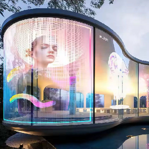 Leichtgewicht 0,2 kg/PC Transparenter LED-Bildschirm mit SMD2121 Led-Typ und G7.82-7.82 Leistung