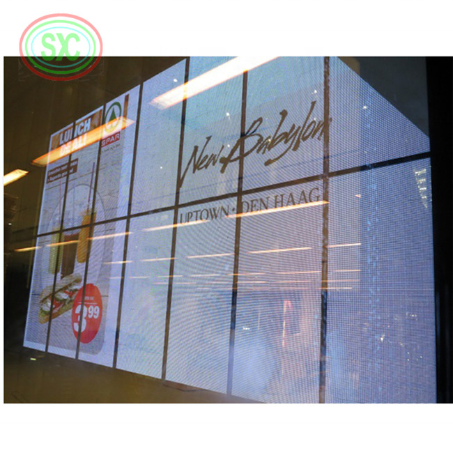 Fortgeschrittene Fahrweise Transparenter LED-Bildschirm mit IP43 Wasserdichtigkeit und langlebigem Aluminium-Gehäusematerial