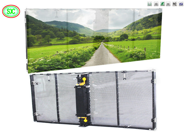 Einkaufszentrum Mode Vollfarbe P3.91-7.82 Transparentes LED-Bildschirm Glasvorhang