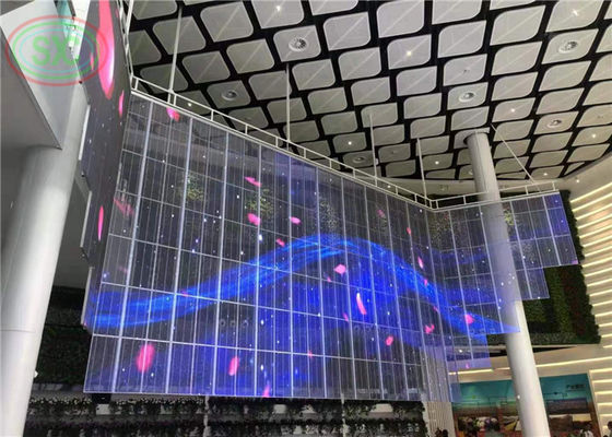 Guter Preis Transparenter LED-Bildschirm in hoher Auflösung mit Pixelkonfiguration 1R1G1B und hervorragender Sichtweite für Werbung Online